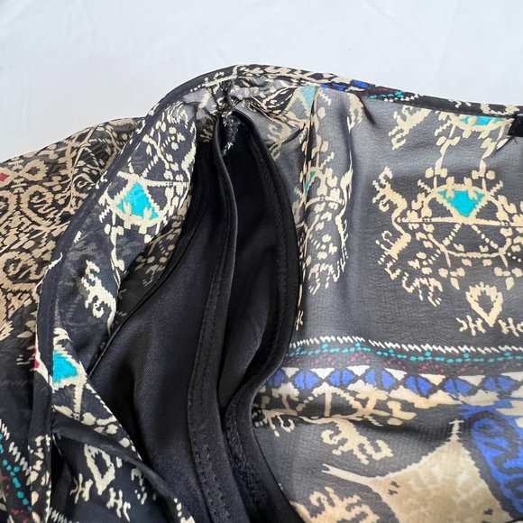 BeBop Black Print Sheer Mini Dress Size Medium Boho‎ Festival Dress - Picture 8 of 15